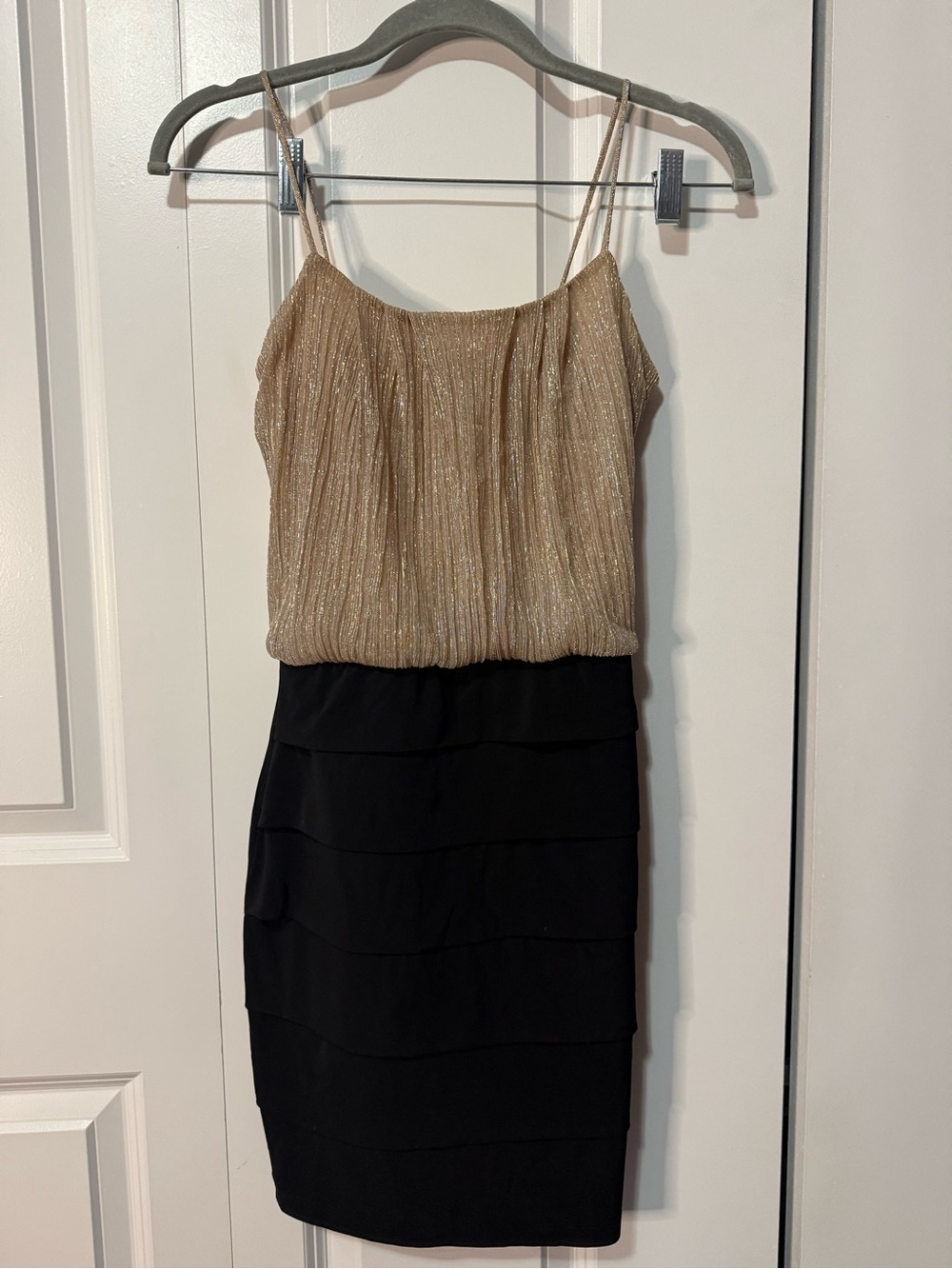 Sweet Storm Vintahe Shimmery Beige Gold Slip Dress